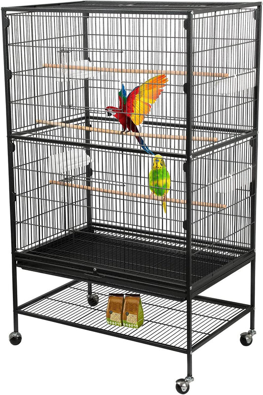 ENKERN Standing Wrought Iron Large Bird Cage for Parrot Lovebirds Finch Canary ,With Rolling Stand Animals & Pet Supplies > Pet Supplies > Bird Supplies > Bird Cages & Stands ENKERN   