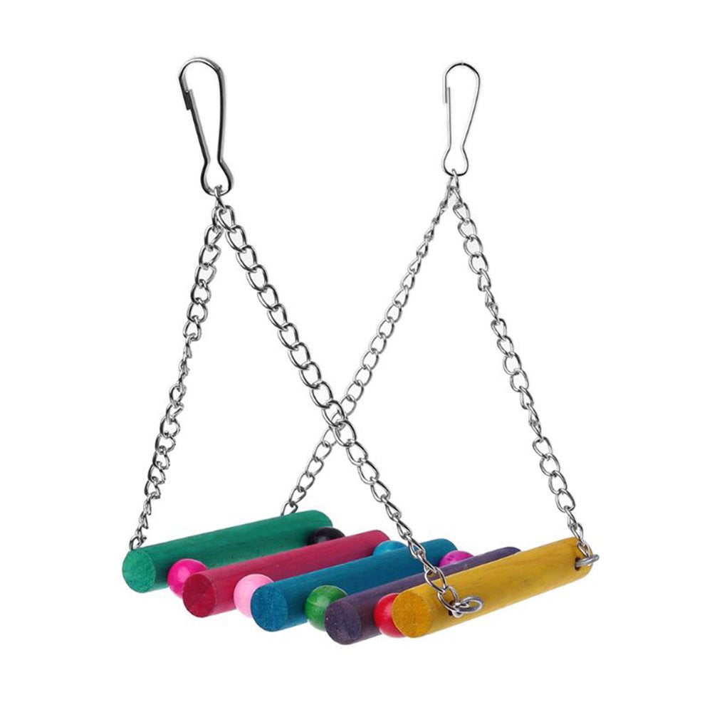 Bird Parrot Swing Toy Cage Ladder Perch Chew Toy Hanging Bell Beaks Grinding for Small Budgie Animals & Pet Supplies > Pet Supplies > Bird Supplies > Bird Ladders & Perches CHANCELAND   