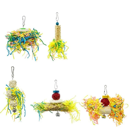 Bird Parrot Shredding Toys Chewing Foraging Hanging Cage Paper Strings Wire Drawing Ball Toys Relieve Boredom Animals & Pet Supplies > Pet Supplies > Bird Supplies > Bird Toys KOL PET   