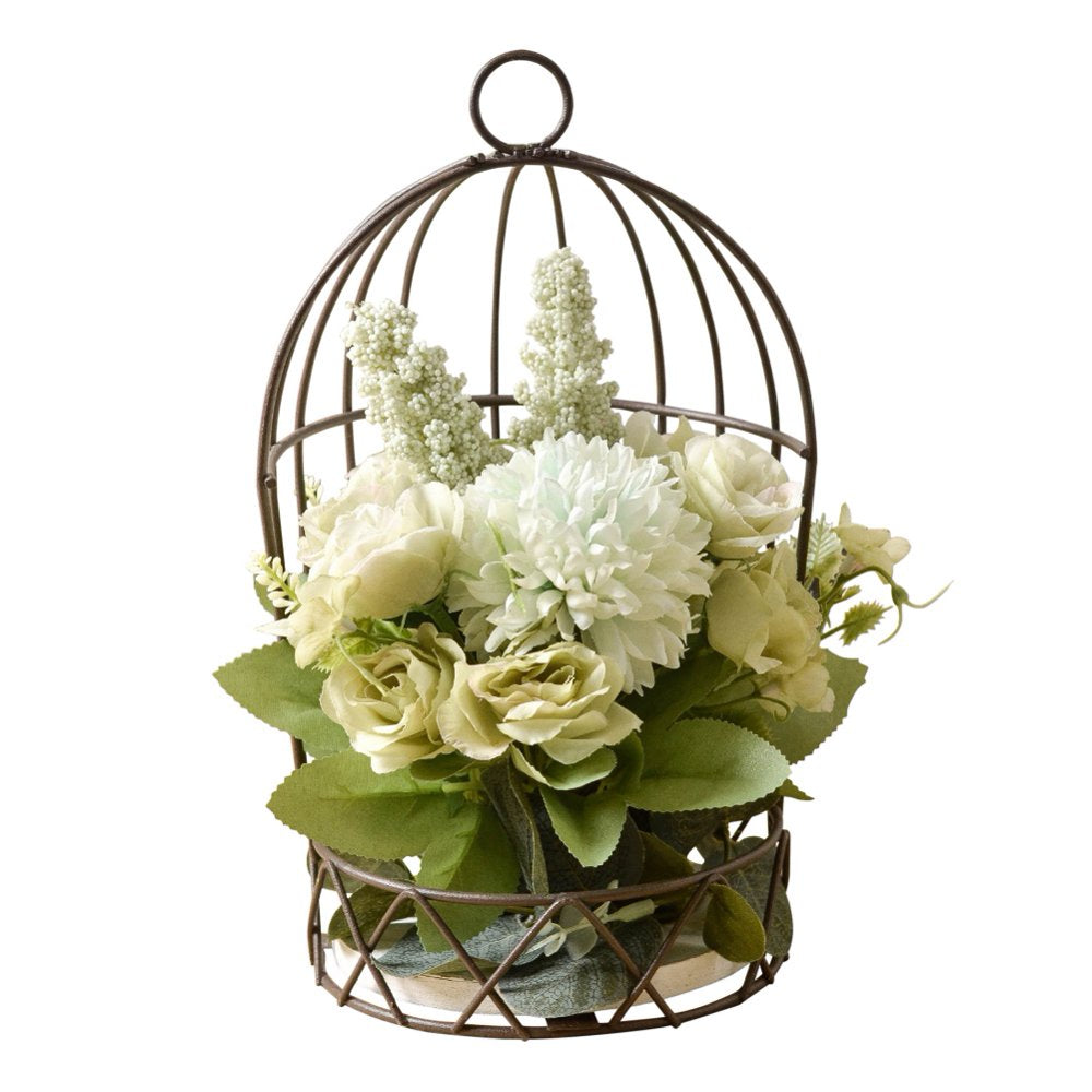 Retro Nordic Style Birdcage Hanging Flower Stand Shelf Iron Balcony Bird Cage Cage Animals & Pet Supplies > Pet Supplies > Bird Supplies > Bird Cages & Stands VB1562 Green  