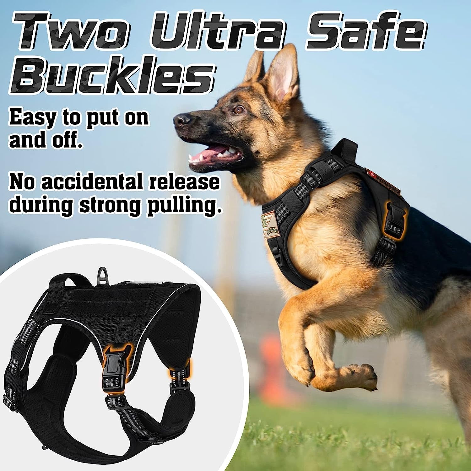 Rabbitgoo Tactical Dog Harness No Pull, Military Dog Vest Harness