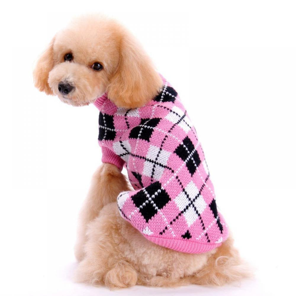 Stibadium Dog Sweater Dog Knit Sweater Plaid Dog Christmas Sweater Pet Sweatshirt with Harness Hole Winter Warm Dog Apparel Coat for Small Medium Dogs Animals & Pet Supplies > Pet Supplies > Dog Supplies > Dog Apparel Kernelly XS Black red 