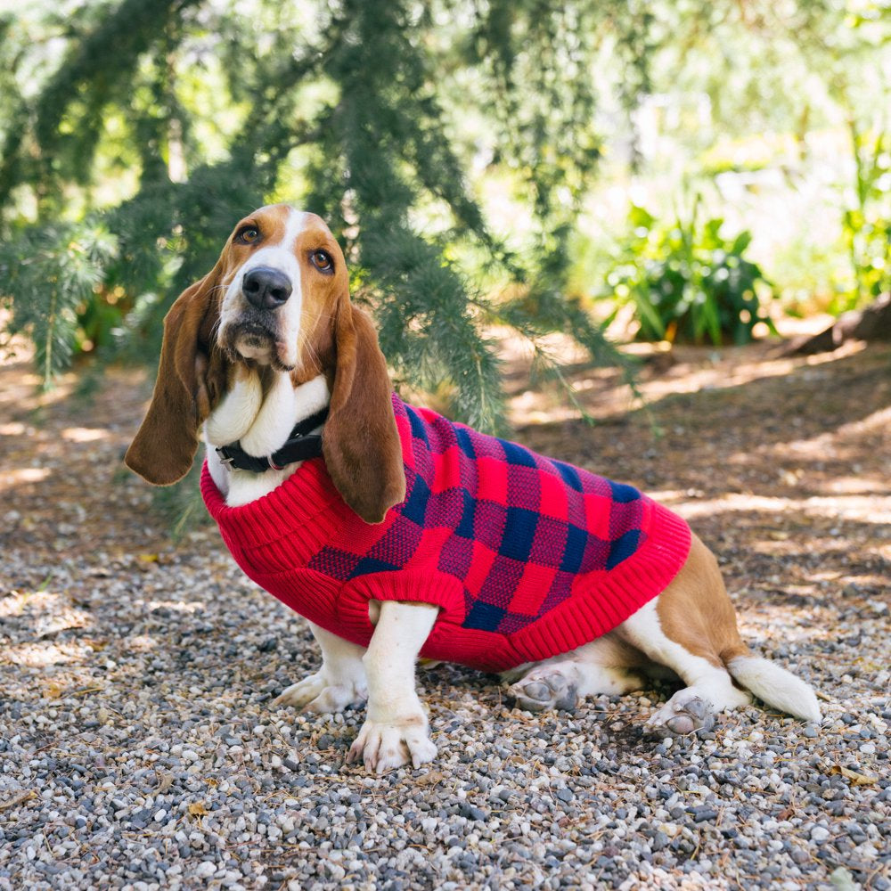 Gap Pet, Dog Clothes, Red Buffalo Plaid Pet Sweater Animals & Pet Supplies > Pet Supplies > Dog Supplies > Dog Apparel Mission Pets, Inc   