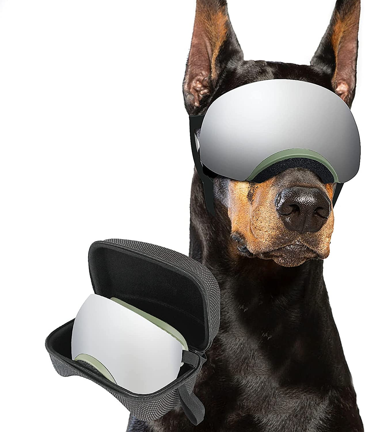 Enjoying Dog Sunglasses Large UV Protection Adjustable Dog Goggles Magnetic Lens Winproof Pet Glasses for Medium-Large Dogs, Soft Frame Eye Protective, Green Animals & Pet Supplies > Pet Supplies > Dog Supplies > Dog Apparel Enjoying   