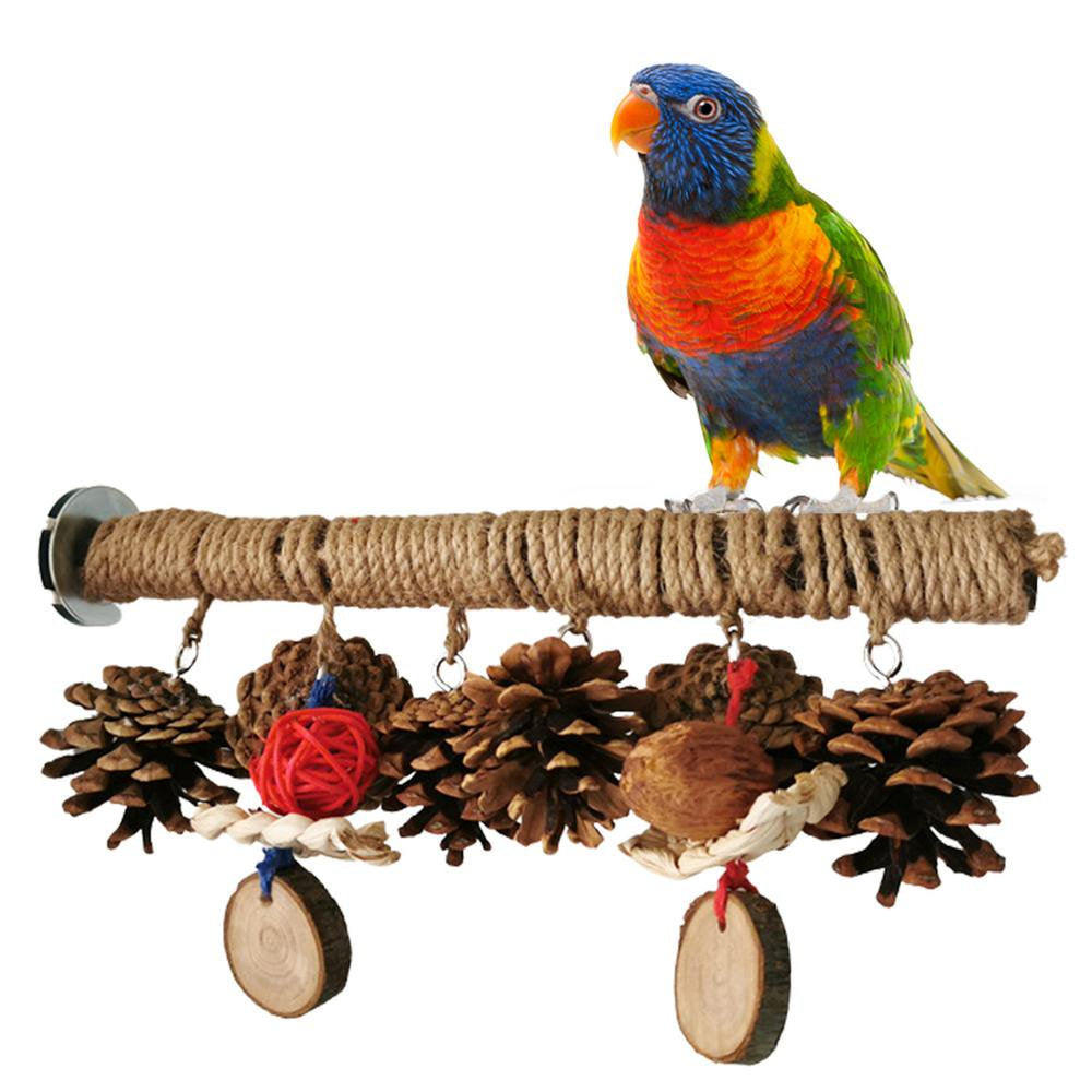 Famure Bird Perch - Bird Cage Perch Bird Stand - Natural Wood Bird Perches Parakeet Toys Bird Cage Accessories for Parrots Conures Budgies Finches,With Pine Cones Animals & Pet Supplies > Pet Supplies > Bird Supplies > Bird Cages & Stands FG01077   