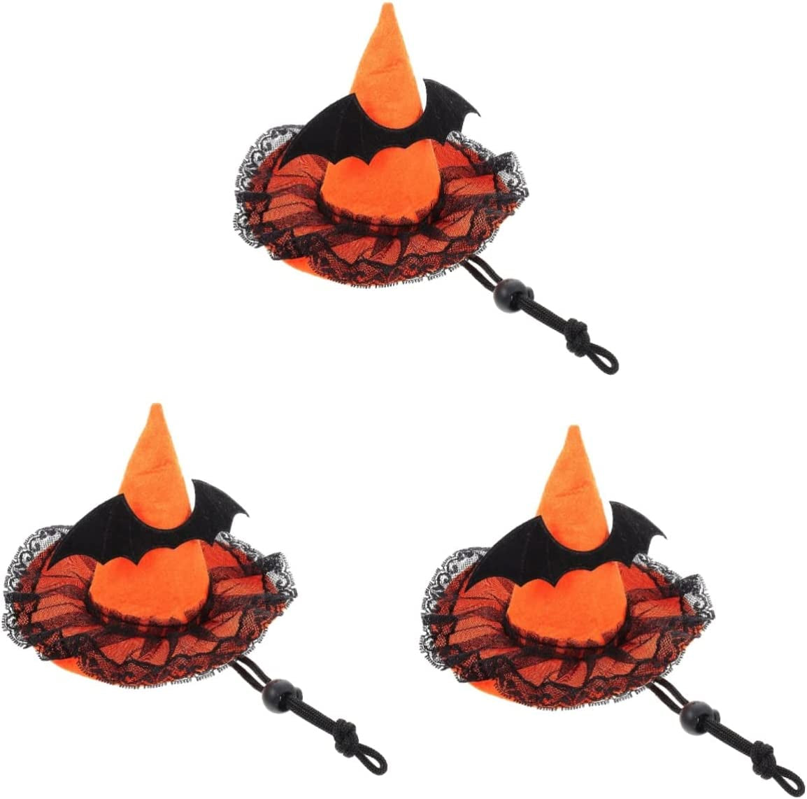 Balacoo Wizard Hat Adorable Decorative Costume for Props Witch Headgear Theme with Costumes Cute Supply Cone Lace Pet Dog Wear-Resistant Supplies Themed Hats Bat Black Pumpkin Funny Animals & Pet Supplies > Pet Supplies > Dog Supplies > Dog Apparel Balacoo Orangex3pcs 15X15X12.5CMx3pcs 
