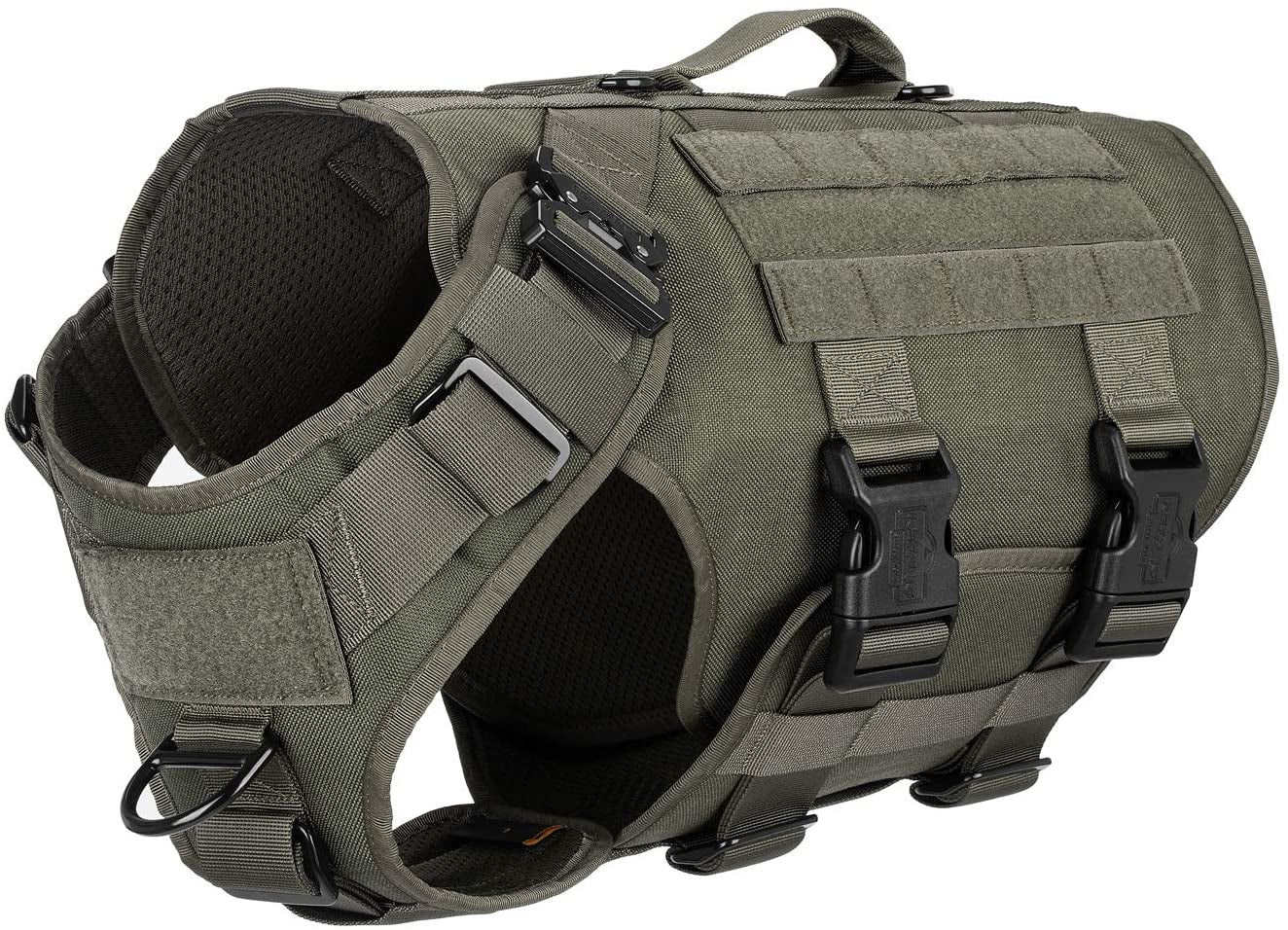 ICEFANG Tactical Dog Operation Harness with 6X Buckle,Dog Molle Vest with Handle,3/4 Body Coverage,Hook and Loop Panel for ID Patch,No Pulling Front Clip (L (28"-35" Girth), Coyote Brown) Animals & Pet Supplies > Pet Supplies > Dog Supplies > Dog Apparel frostwolf Ranger Green X-Large (Pack of 1) 