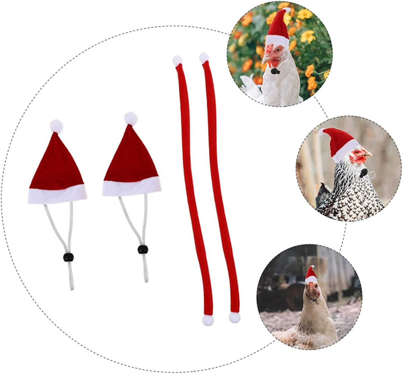 BCOATH 2 Sets Accessory Plush Duck Elastic Xmas Outfit Colored Chicken Christmas Scarf Party Hat Animal Cosplay Ornament Comfortable Warm of Dress Creative Costume Pet Festival Small Animals & Pet Supplies > Pet Supplies > Dog Supplies > Dog Apparel BCOATH   