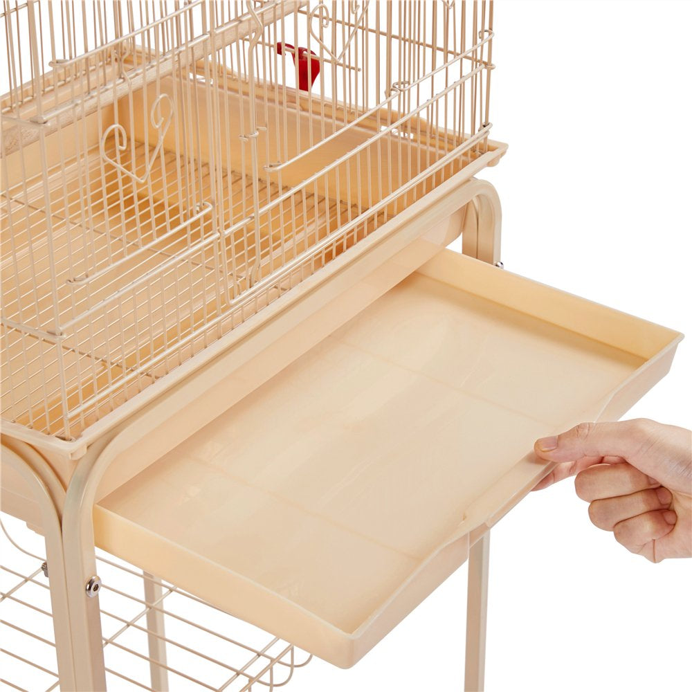 Topeakmart 64''H Open Top Metal Birdcage Rolling Parrot Cage with Detachable Stand, Almond Animals & Pet Supplies > Pet Supplies > Bird Supplies > Bird Cages & Stands Topeakmart   