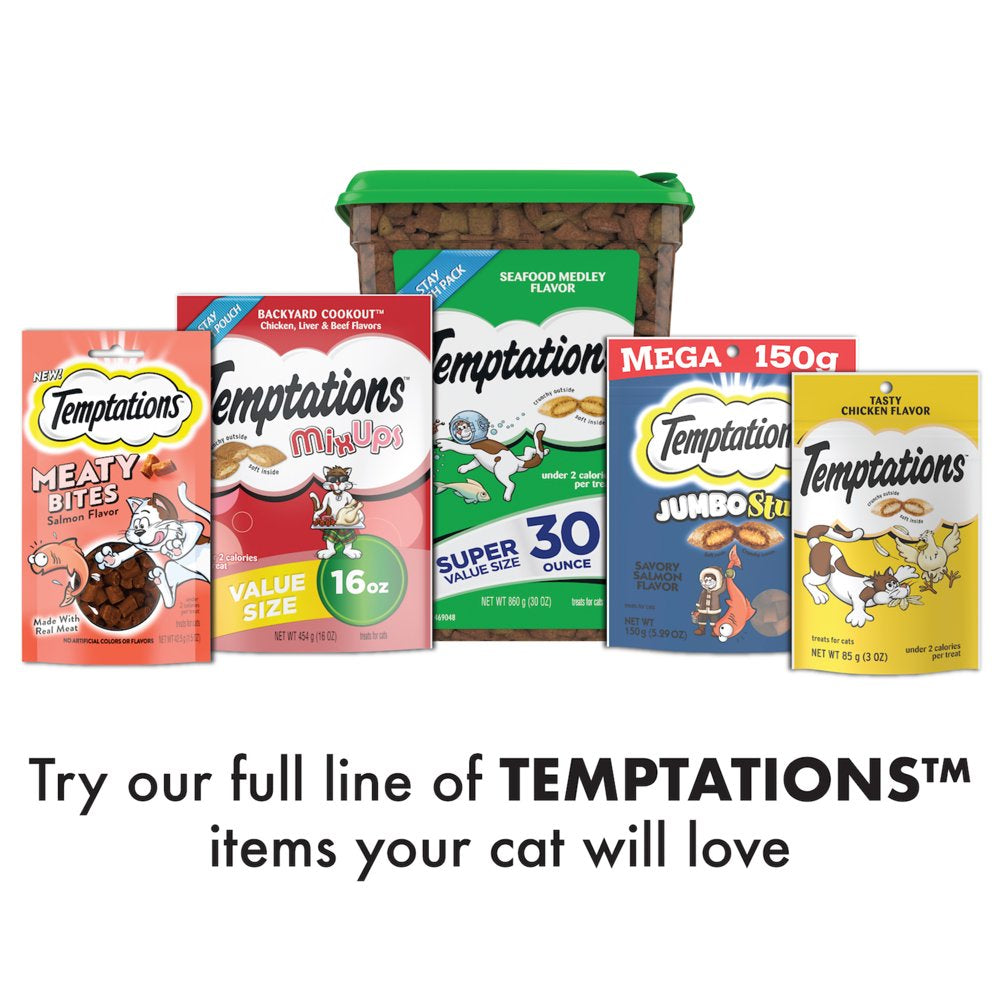 TEMPTATIONS Classic, Crunchy and Soft Cat Treats, Creepy Catnip Treats for Cats, Blissful Catnip Flavor, 16 Oz. Pouch