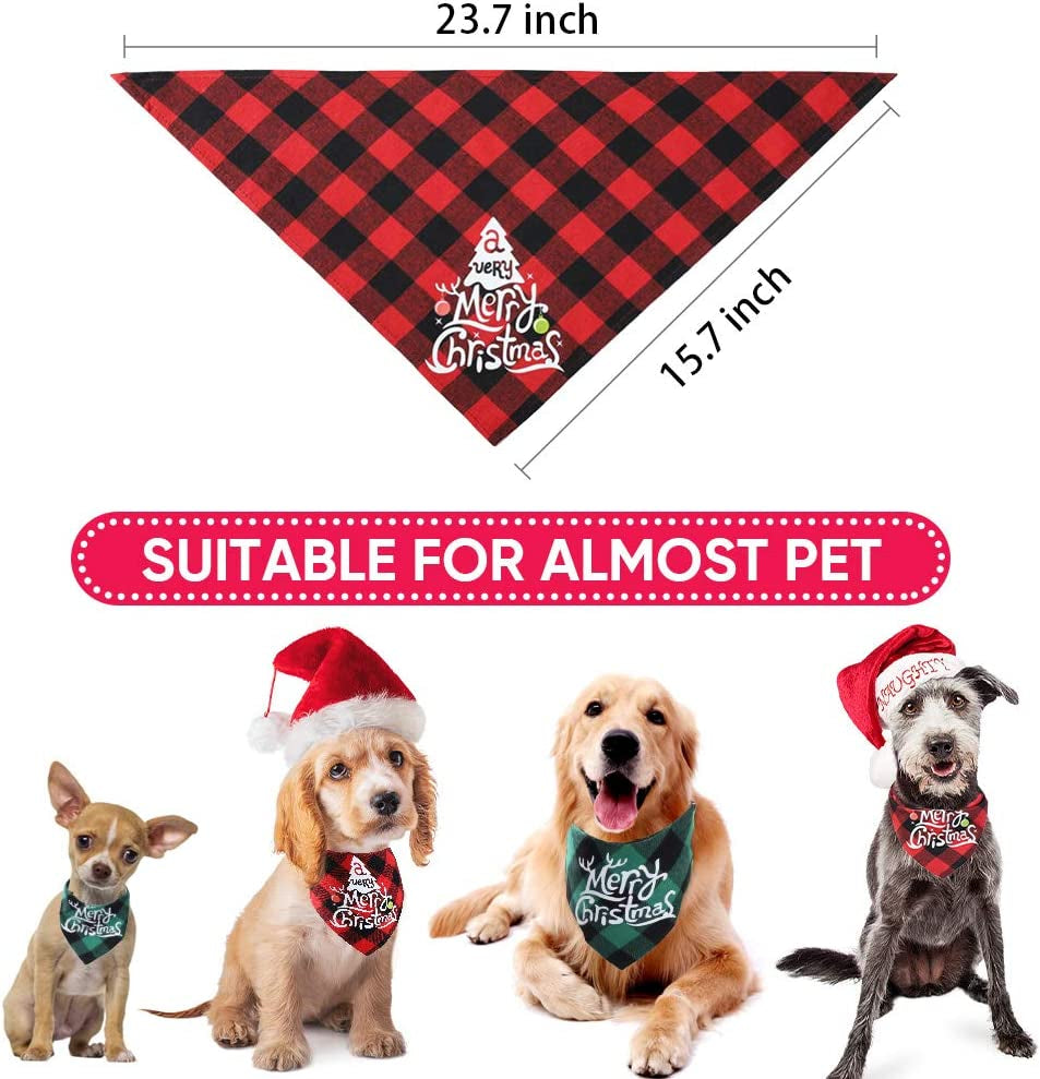 2 Pack Christmas Dog Bandanas Classic Plaid Dog Scarf Triangle Bibs Scarf Xmas Pet Bandanas for Dogs Cats Animals & Pet Supplies > Pet Supplies > Dog Supplies > Dog Apparel Hiwu   