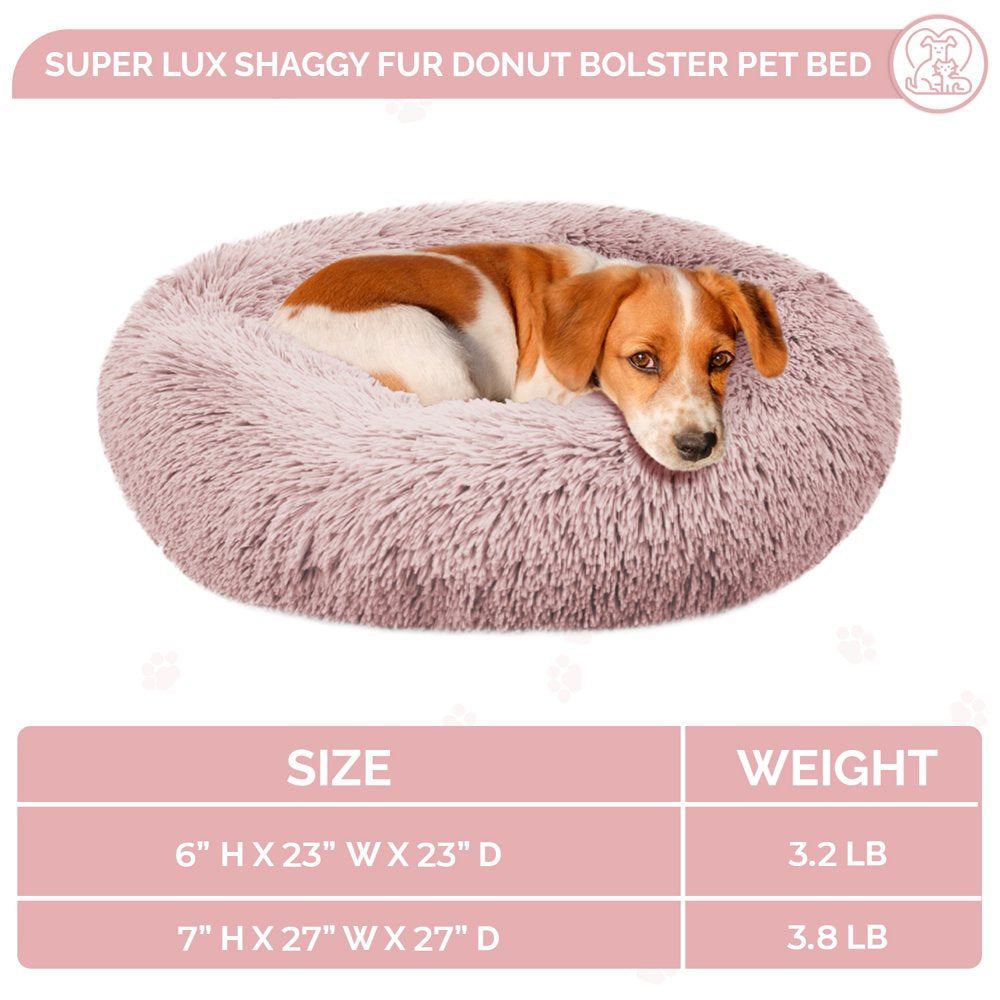 Precious Tails Super Luxe Shaggy Faux Fur Donut Bolster Dog Cat Bed - Medium Animals & Pet Supplies > Pet Supplies > Cat Supplies > Cat Beds Enchante Accessories, Inc.   