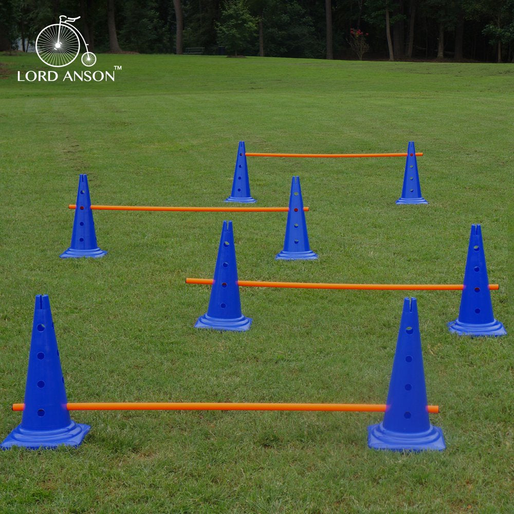 Lord Anson Trade; Dog Agility Hurdle Cone Set - Canine Agility Training Set - Obedience, Agility, and Rehabilitation - 8 Agility Cones and 4 Agility Rods Animals & Pet Supplies > Pet Supplies > Dog Supplies > Dog Treadmills Lord Anson   