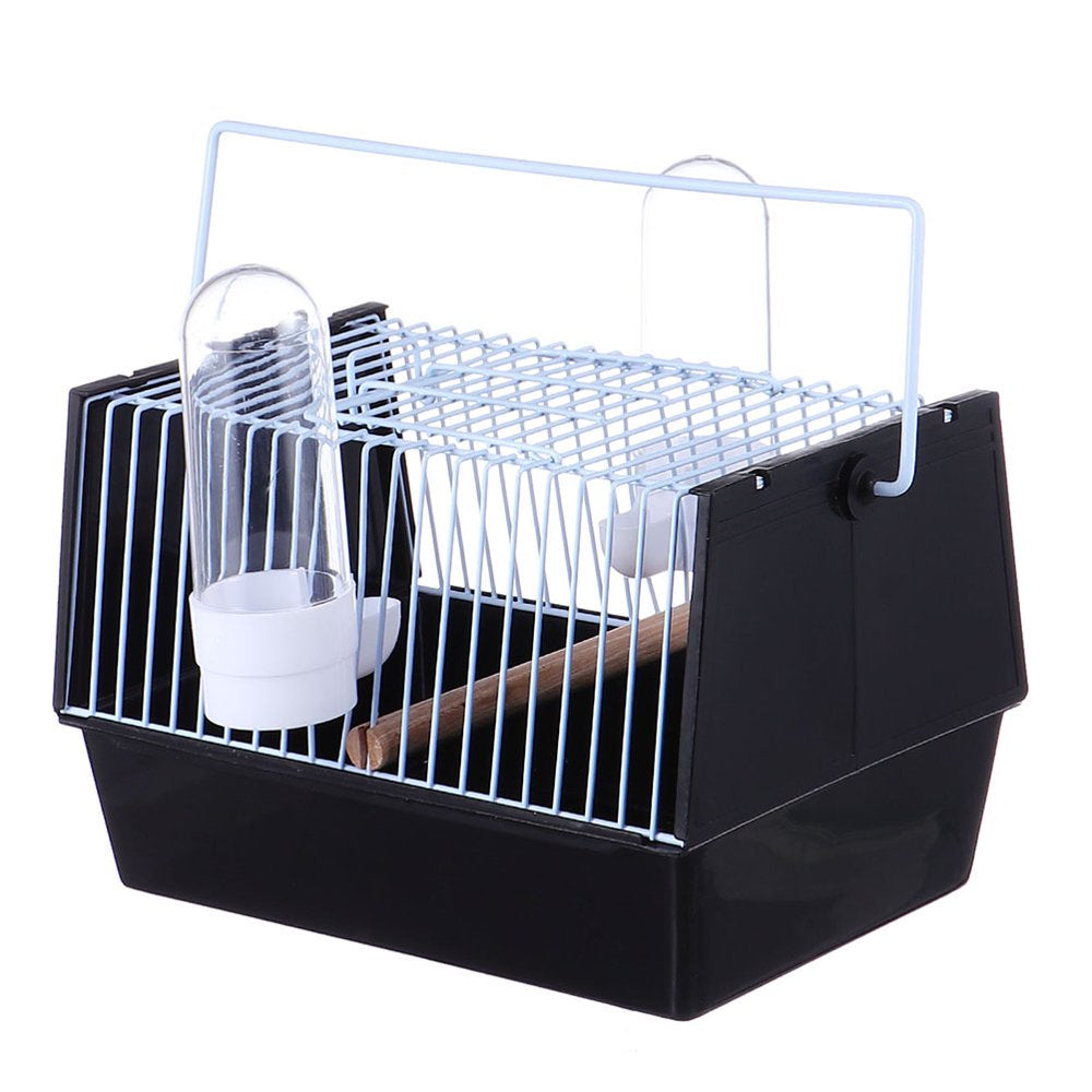 Bird Travel Carrier Cage with 2 Feeder and Wooden Stand, Portable Cage for Parrot Lovebird Cockatiel,Black,8.25 X 4.72 X 5.5 Inch Animals & Pet Supplies > Pet Supplies > Bird Supplies > Bird Cages & Stands PARTYKINDOM   