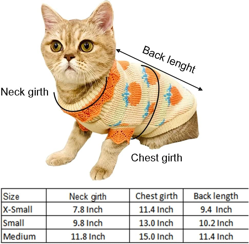 ANIAC Cat Sweater Puppy Warm Clothes Doggy Cozy Vest Shirt Autumn Winter Outfits Kitten Winter Knitwear Small Dogs Sweatshirt for Cold Season and Spring (Medium, Orange) Animals & Pet Supplies > Pet Supplies > Dog Supplies > Dog Apparel ANIAC   