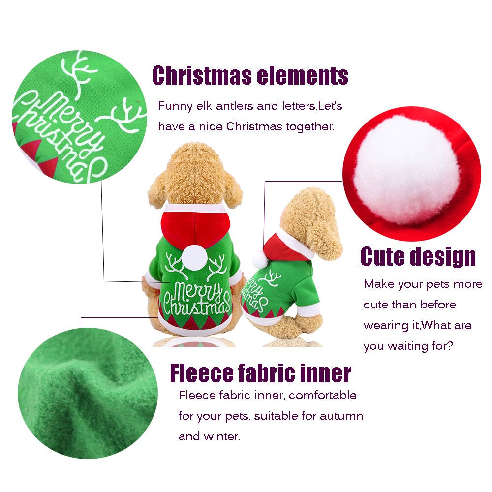 Peroptimist Dog Costume Christmas Pet Clothes Winter Hoodie Coat Clothes Pet Clothing for Small Dogs and Cats Winter Coat Warm Clothes Christmas Holiday Apparel Outfit Animals & Pet Supplies > Pet Supplies > Cat Supplies > Cat Apparel Peroptimist   