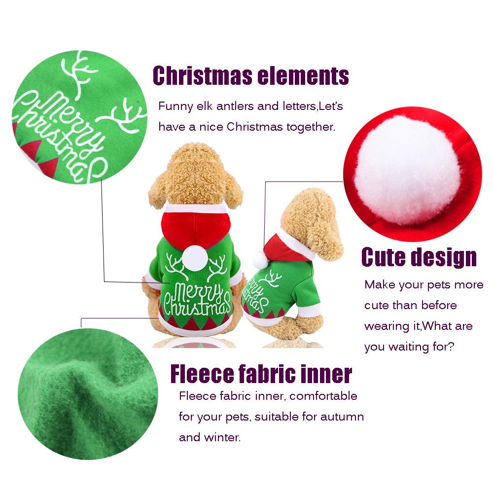 Peroptimist Dog Costume Christmas Pet Clothes Winter Hoodie Coat Clothes Pet Clothing for Small Dogs and Cats Winter Coat Warm Clothes Christmas Holiday Apparel Outfit Animals & Pet Supplies > Pet Supplies > Dog Supplies > Dog Apparel Peroptimist   