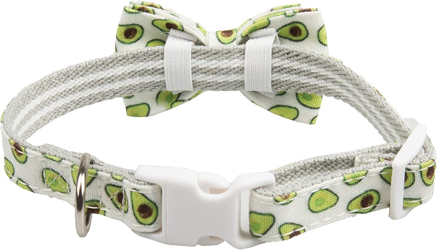 Gyapet Dog Collar with Bow Tie Snap Puppy Boy & Girl Adjustable Cute Pattern Small Medium Large Pet Green Avocado S Animals & Pet Supplies > Pet Supplies > Dog Supplies > Dog Apparel Gyapet   