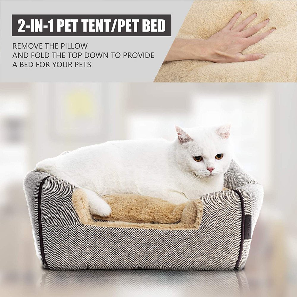 Cat Bed for Indoor Cats - Cat Cave Bed Cat House Cat Tent with Removable Washable Cushioned Pillow Animals & Pet Supplies > Pet Supplies > Cat Supplies > Cat Beds WINDRACING   