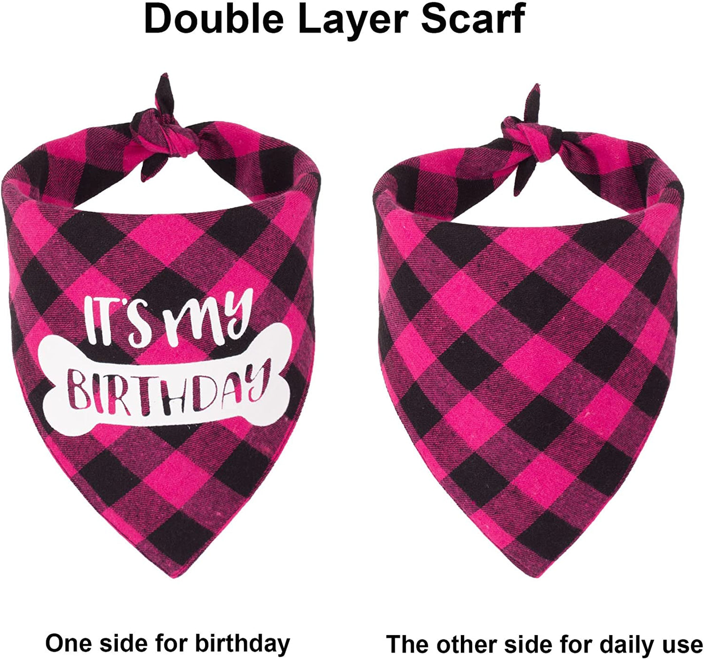 PTDECOR Dog Birthday Girl Bandana, It’S My Birthday Plaid Dog Puppy Birthday Bandana Triangle Scarf for Dog Birthday Party Supplies (Pink) Animals & Pet Supplies > Pet Supplies > Dog Supplies > Dog Apparel PTDECOR   