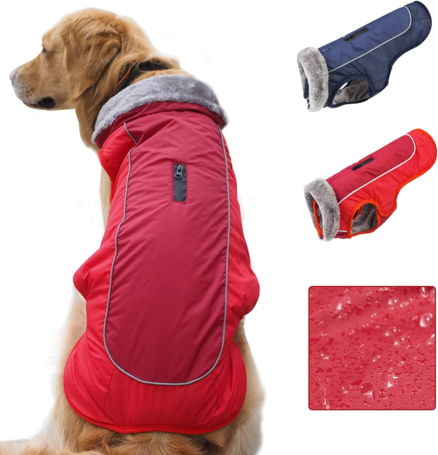 [Upgrade] Dog Winter Coat Thickened Dog Clothes Cozy Reflective Waterproof Dog Winter Jacket Warm Dog Apparel for Cold Weather British Style Fleece Vest Dog Sweater for Medium Large Dogs Animals & Pet Supplies > Pet Supplies > Dog Supplies > Dog Apparel SCPET Red 4X-Large-A 