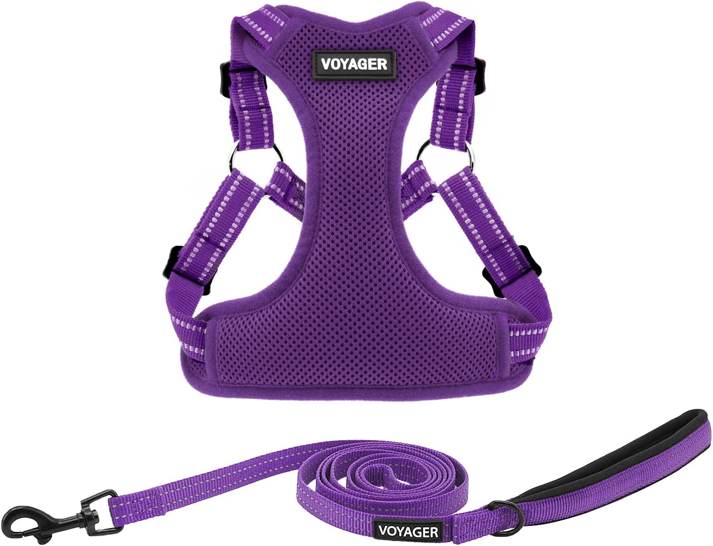 Best Pet Supplies Voyager Adjustable Dog Harness with Reflective Stripes for Walking, Jogging, Heavy-Duty Full Body No Pull Vest with Leash D-Ring, Breathable All-Weather - Harness (Red), M Animals & Pet Supplies > Pet Supplies > Dog Supplies > Dog Apparel Best Pet Supplies, Inc. Purple (Leash Bundle) S (Chest: 15 - 18") 