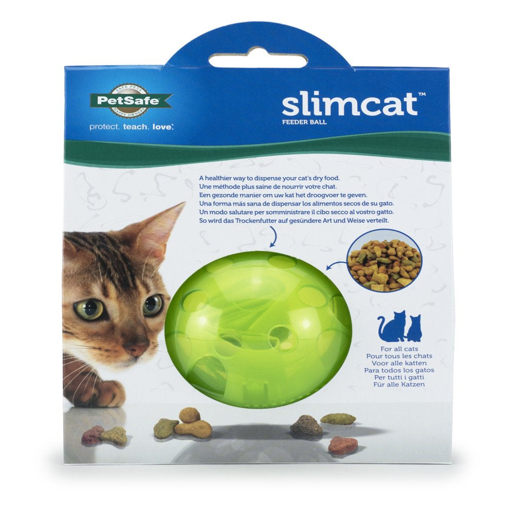 Petsafe Slimcat Interactive Feeder Ball for Cats, Fill with Food and Treats, Green