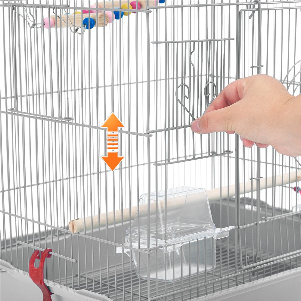 Topeakmart 62.5''H Rolling Metal Bird Cage Large Parrot Cage with with Detachable Stand & Toys, Light Gray Animals & Pet Supplies > Pet Supplies > Bird Supplies > Bird Cages & Stands Topeakmart   