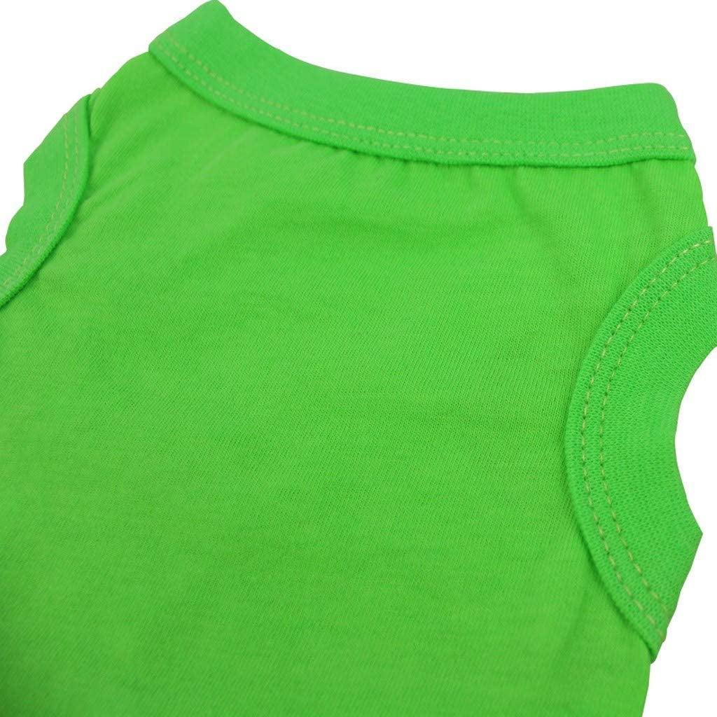 And Solid Vest Cat Dog Warm Pet Clothes Puppy Soft Pajamas Cat Apparel Stretchy Summer Shirts Doggy Tee Outfits Costume Vest Animal (X-Small, Green) Animals & Pet Supplies > Pet Supplies > Dog Supplies > Dog Apparel HonpraD   