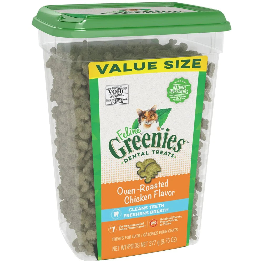 FELINE GREENIES Adult Dental Cat Treats, Oven Roasted Chicken Flavor, 9.75 Oz. Animals & Pet Supplies > Pet Supplies > Cat Supplies > Cat Treats Mars Petcare   