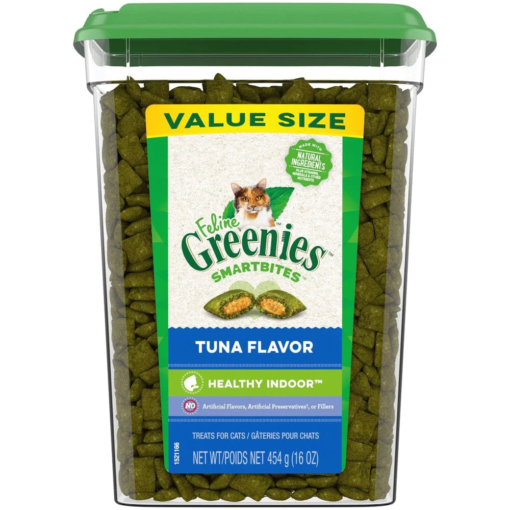 FELINE GREENIES SMARTBITES HEALTHY INDOOR Natural Treats for Cats, Tuna Flavor, 2.1 Oz. Pouch Animals & Pet Supplies > Pet Supplies > Cat Supplies > Cat Treats Mars Petcare 16 oz  