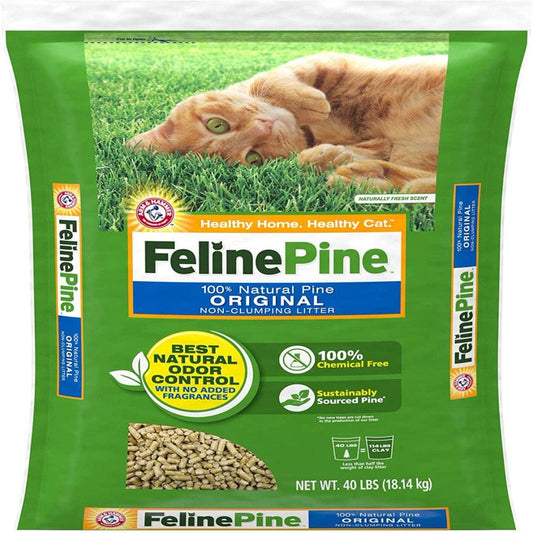 "Feline Pine Original Cat Litter 40LB, Blacks & Grays (643004)"