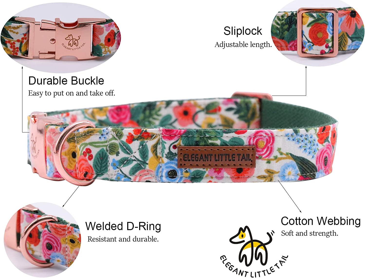 Elegant Little Tail Dog Collar with Bow, Cotton & Webbing, Bowtie Dog Collar, Adjustable Dog Collars for Small Medium Large Dogs and Cats Animals & Pet Supplies > Pet Supplies > Dog Supplies > Dog Apparel Elegant little tail   