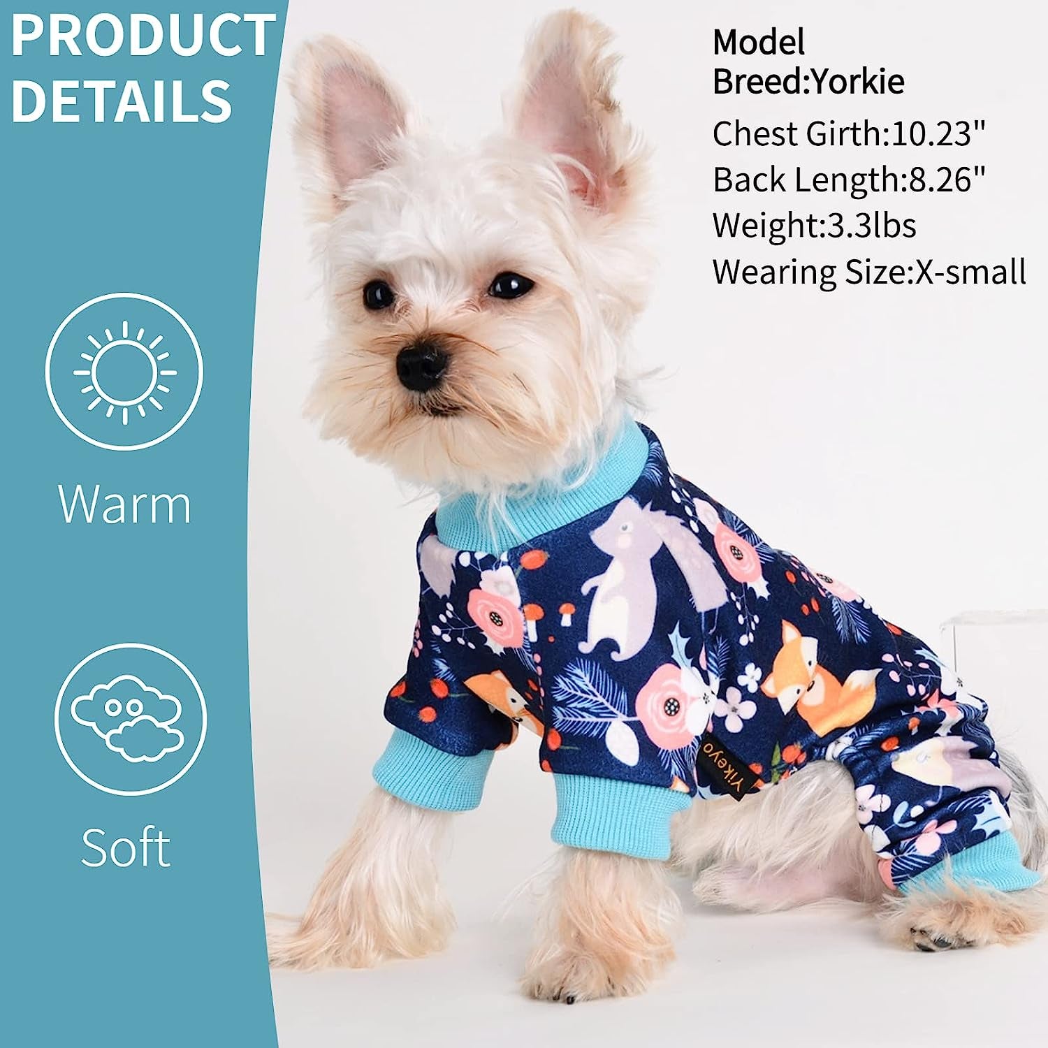 Yikeyo Dog Pajamas for Small Dog Girl Boy, Cute Pattern Dog Jammies Dog Pjs Winter Dog Clothes for Small Dogs Chihuahua Yorkie, Pet Jumpsuit, Cat Apparel Outfit (Animals, Medium) Animals & Pet Supplies > Pet Supplies > Dog Supplies > Dog Apparel Yikeyo   