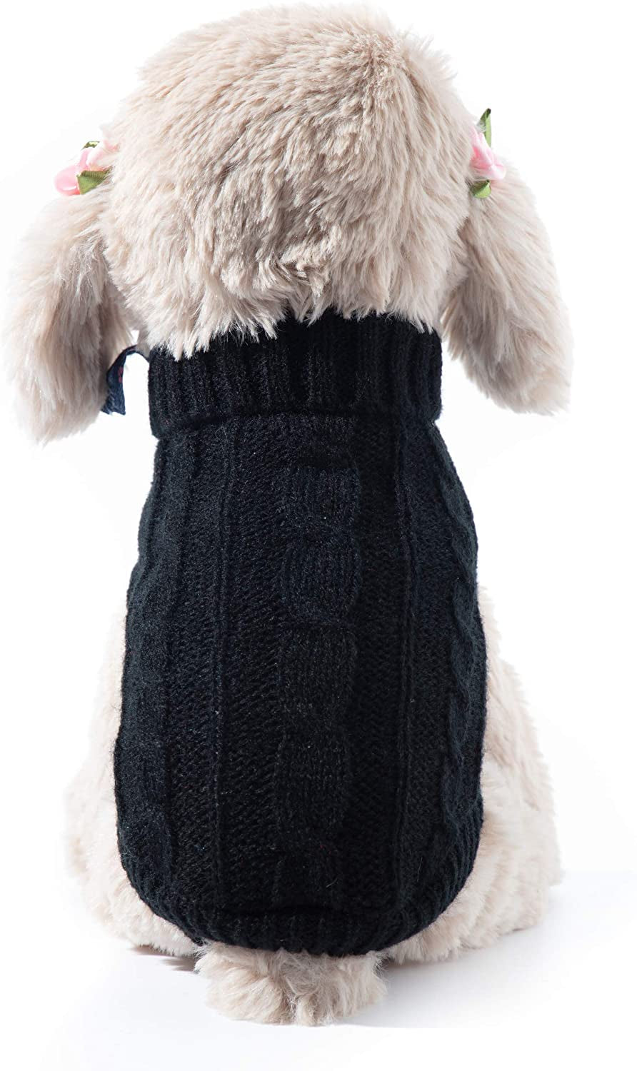 Small Dog and Cat Classic Sweater Knitwear Knitted Sweater Clothes (8", White) Animals & Pet Supplies > Pet Supplies > Dog Supplies > Dog Apparel EmmaWu Black Back Length 14” 