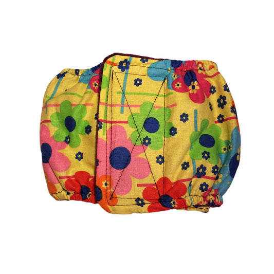 Barkertime Lucky Flowers on Yellow Washable Dog Belly Band Male Wrap - Made in USA Animals & Pet Supplies > Pet Supplies > Dog Supplies > Dog Diaper Pads & Liners Barkertime S  