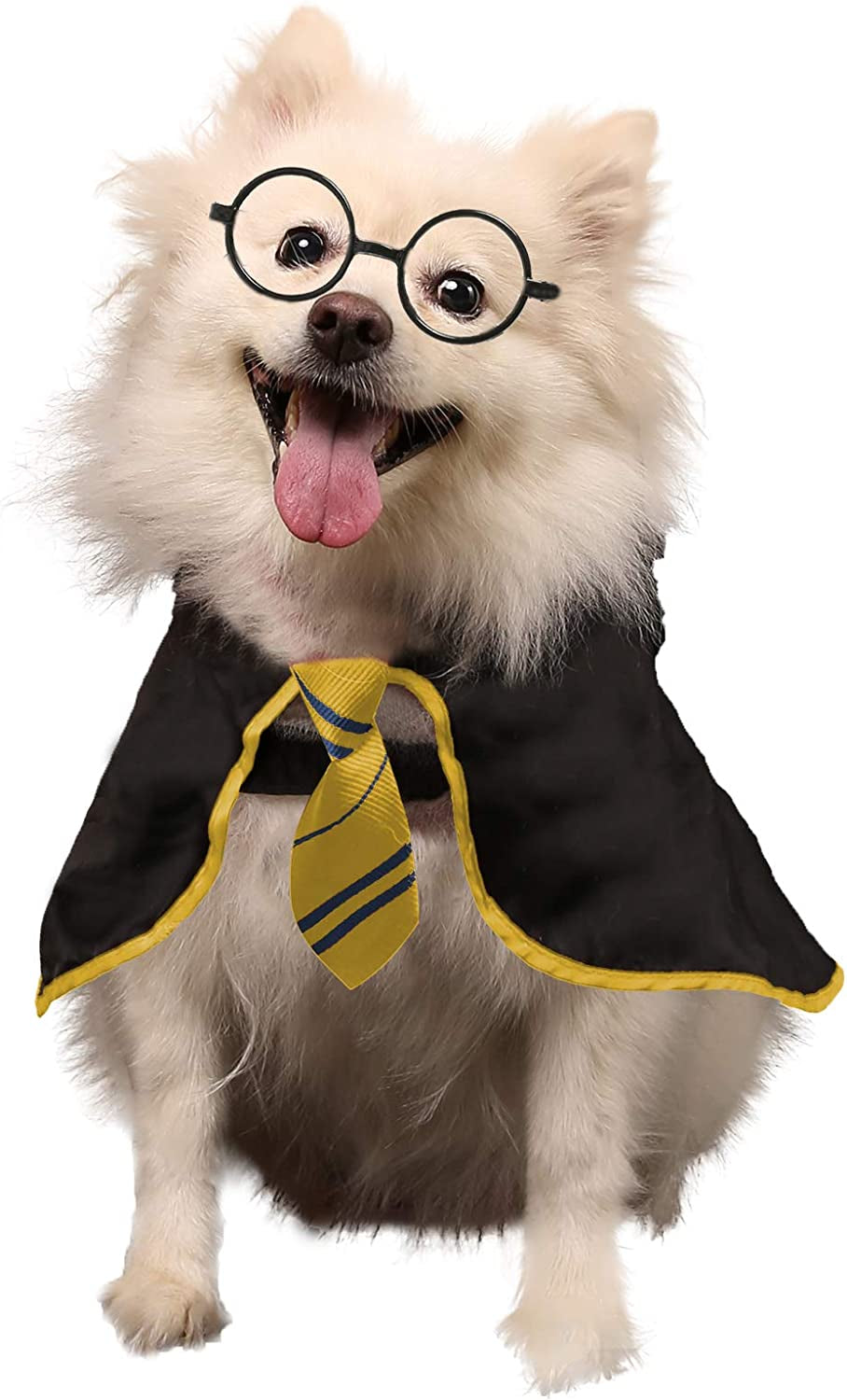 Coomour Dog Halloween Costume Pet Wizard Shirt Funny Cat Clothes for Dogs Cats Clothing with Glasses (Medium) Animals & Pet Supplies > Pet Supplies > Dog Supplies > Dog Apparel Coomour Yellow01 Medium(Neck:18") 