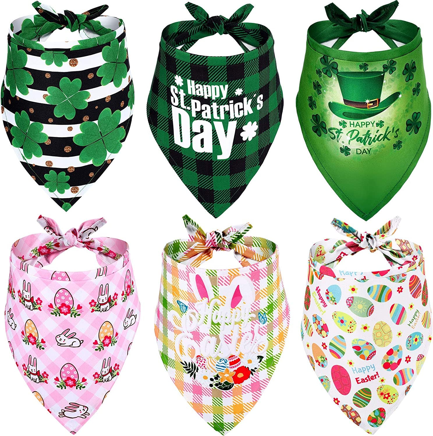 Weewooday 6 Pieces St. Patrick’S Day and Easter Dog Bandana Triangle Bibs Cat Pet Scarf Pet Costume Accessories for Small Medium Dogs and Cat Animals & Pet Supplies > Pet Supplies > Dog Supplies > Dog Apparel Weewooday   