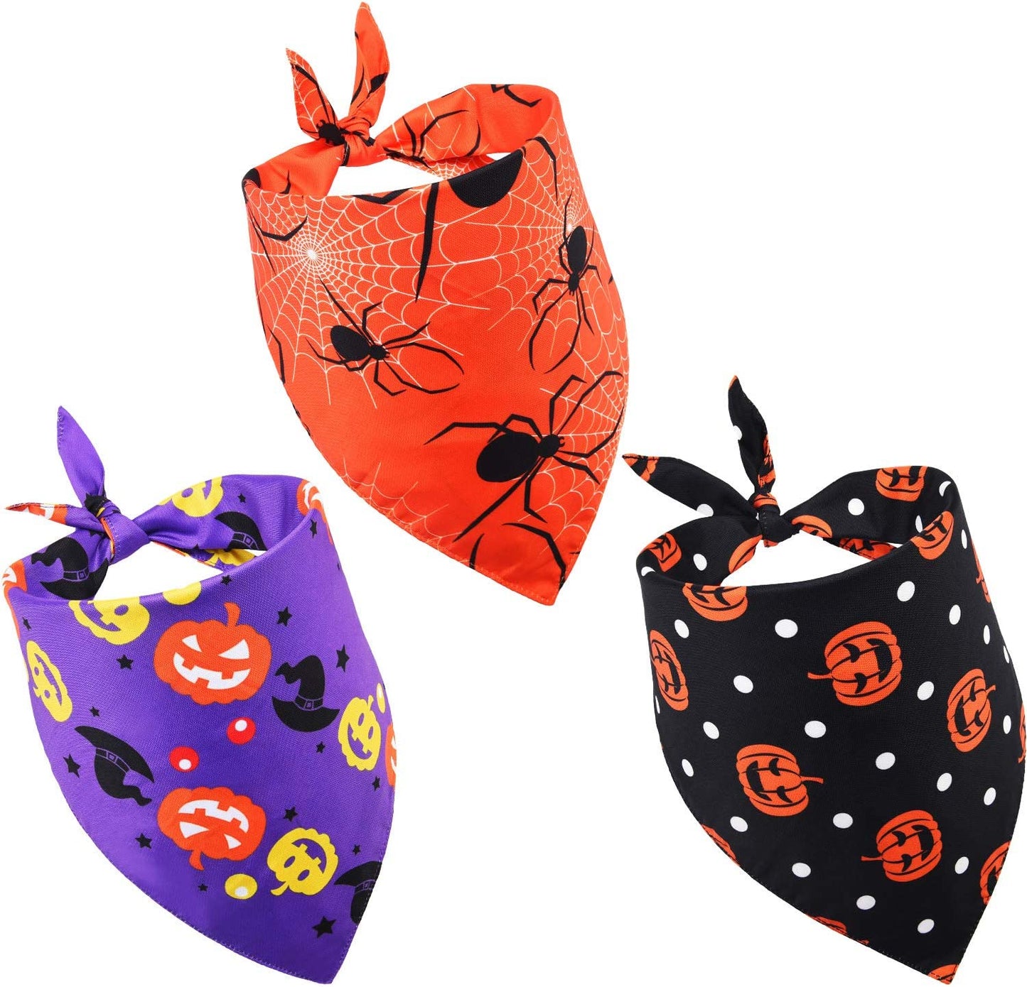 3 Pieces Pet Bandanas Halloween Dog Scarf Triangle Bandana Bibs with Pumpkin Spider Witch Hat Printed for Halloween Pet Costume Accessories Decoration Animals & Pet Supplies > Pet Supplies > Dog Supplies > Dog Apparel Frienda   