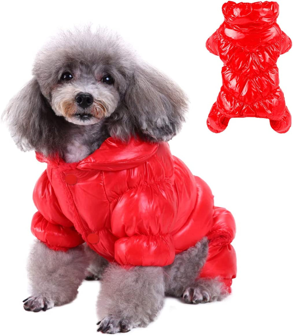 Dog Snowsuit for Small Dogs, Dog Winter Jacket Dog Winter Coat Windproof Dog Cold Weather Coats for Small Dogs Puppy Warm Fleece Lining Dog Coat Clothes Animals & Pet Supplies > Pet Supplies > Dog Supplies > Dog Apparel Mojonnie Red M (4-6lbs) 