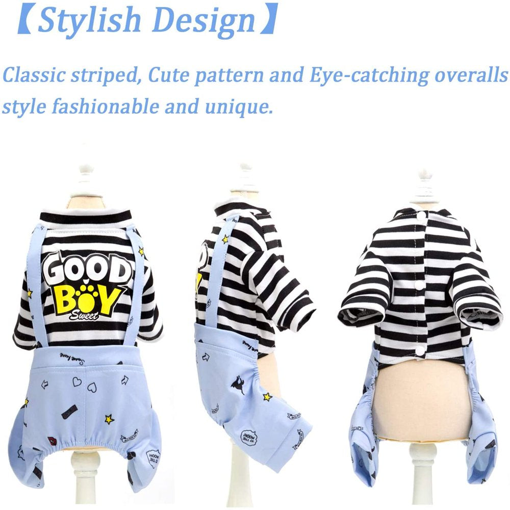 Dog Jumpsuit, Striped Puppy Pajamas, Cute Doggie Kitten Onesies Pjs Jumpers, Soft Cotton Shirt, 4 Legs Apparel Pet Clothes Outfits for Small Medium Large Dogs Cats Kitty Boy Girl Animals & Pet Supplies > Pet Supplies > Dog Supplies > Dog Apparel Peralng   