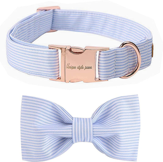 Unique Style Paws Pet Soft &Comfy Bowtie Dog Collar and Cat Collar Pet Gift for Dogs and Cats 6 Size and 7 Patterns Animals & Pet Supplies > Pet Supplies > Dog Supplies > Dog Apparel USP Stripe X-Small (Pack of 1) 