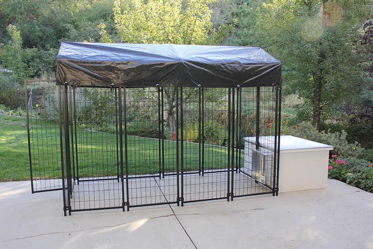 K9 Condo 4' X 8' Dog Run with Insulated Cube Dog House Combination-Basic Animals & Pet Supplies > Pet Supplies > Dog Supplies > Dog Kennels & Runs Cove Products   