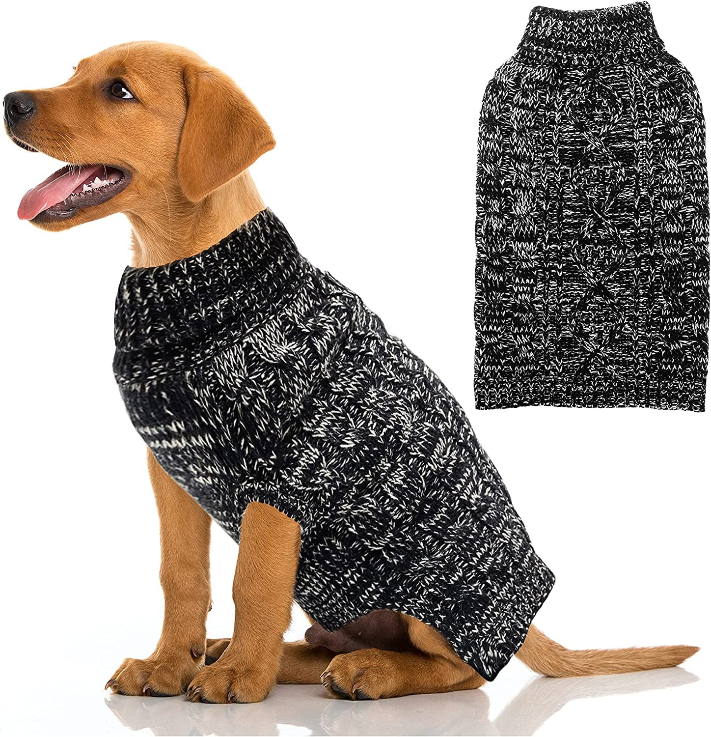 IPRAVOCI Dog Sweater for Small Medium Large Dog - Reflective Warm Fleece Knitwear Pullover Dog Clothes for Winter Fall Animals & Pet Supplies > Pet Supplies > Dog Supplies > Dog Apparel IPRAVOCI S: neck 12"-14" chest 18"-21"  