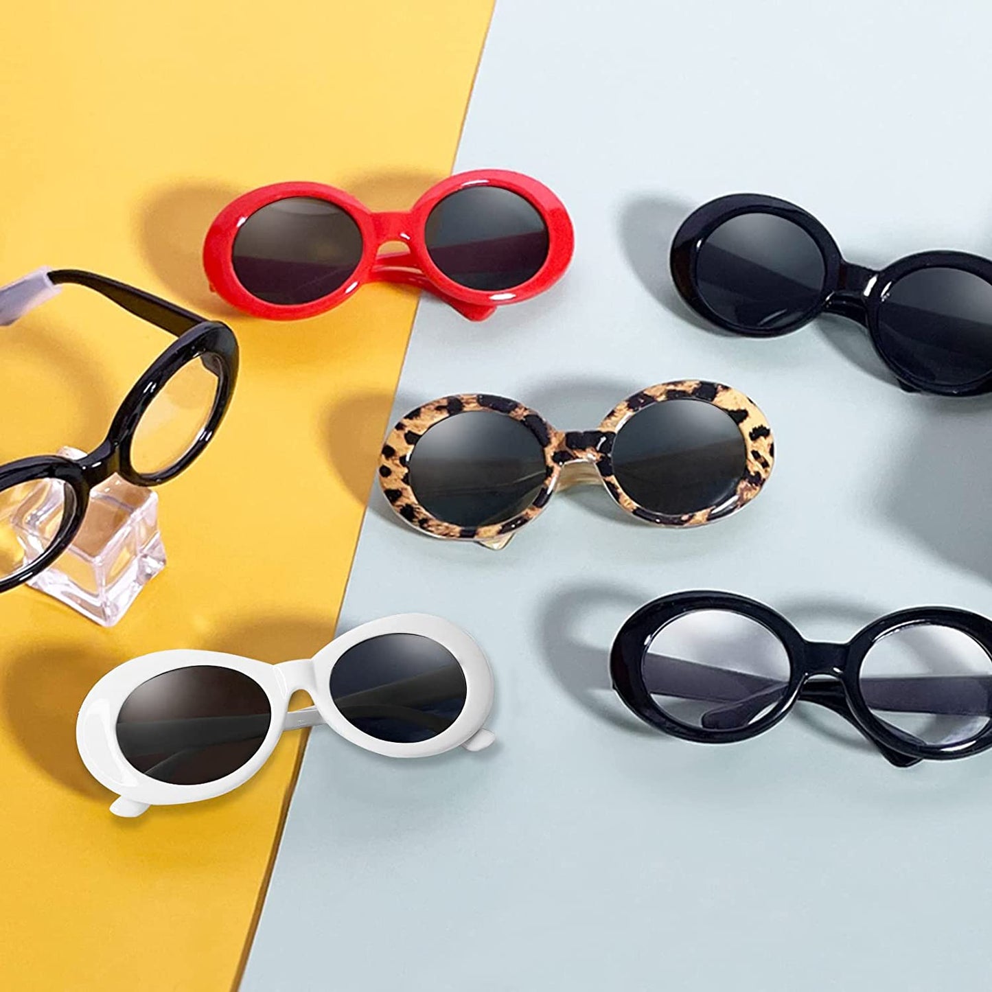 Retro Oval Small Dogs Cats Eye Wear Party Favors Pet Sunglasses Set Cute Funny Cosplay Dolls Costume Photo Props Animals & Pet Supplies > Pet Supplies > Dog Supplies > Dog Apparel HO ME Fashion Jewelry CO., LTD   