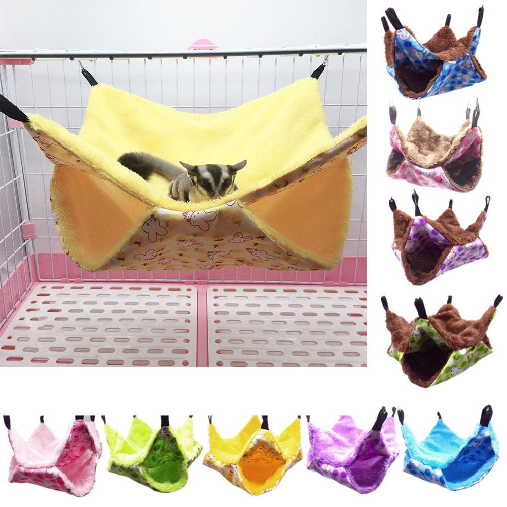 D-GROEE 2 Layer Hamster Hammock Small Pets Cotton Nest Rat Habitat Cage Hanging Squirrel Sleeping Bag for Hedgehog Guinea Pig Totoro Sugar Gliders Bed House Animals & Pet Supplies > Pet Supplies > Small Animal Supplies > Small Animal Habitats & Cages D-GROEE S Purple 1 