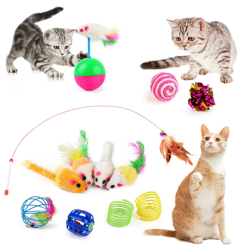 Legendog 20PCS Cat Toys Set Kitten Interactive Toy Assortments Rainbow Tunnel Cats Feather Teaser Wand Spring Toy Mouse Toys Cat Bell Ball for Indoor Kitty Cats Animals & Pet Supplies > Pet Supplies > Cat Supplies > Cat Toys Legendog   