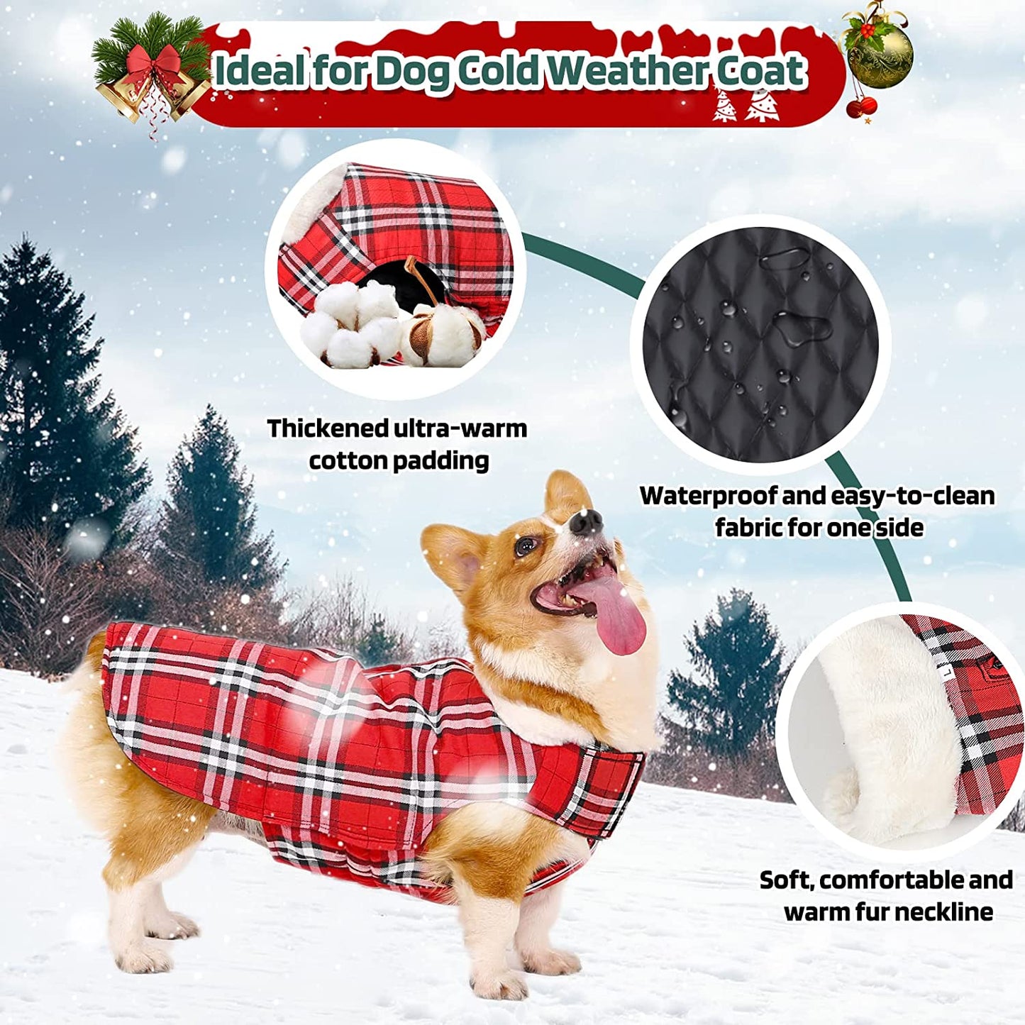 Kastty Dog Winter Coat, Reversible Extra Warm Dog Clothes, Waterproof& Windproof Dog Cold Weather Coats, Stylish& Cosy Dog Jacket, British Plaid 2 Style Dog Coat, Great for Dog Gift or Daily Wear, S Animals & Pet Supplies > Pet Supplies > Dog Supplies > Dog Apparel Kastty   