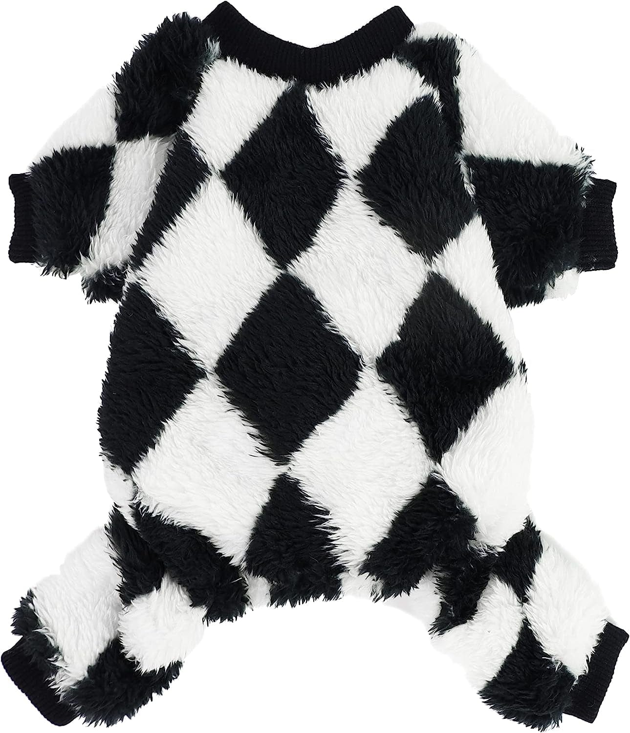 Fitwarm Argyle Thermal Dog Pajamas Fuzzy Velvet Doggie Coat Puppy Winter Onesies Doggy Soft PJS Pet Cold Weather Clothes Cat Apparel White Medium Animals & Pet Supplies > Pet Supplies > Dog Supplies > Dog Apparel Fitwarm Argyle Medium 