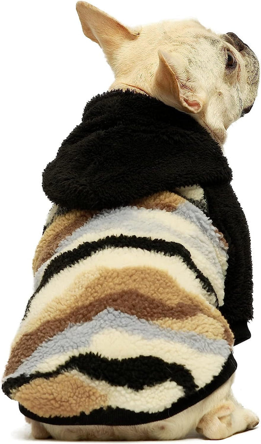 Fitwarm Camo Fuzzy Thick Sherpa Dog Winter Clothes Dog Hoodie Thermal Coat Doggie Jacket Puppy Outfit Cat Sweatshirt Apparel Black Medium Animals & Pet Supplies > Pet Supplies > Dog Supplies > Dog Apparel Fitwarm Camouflage XXL 